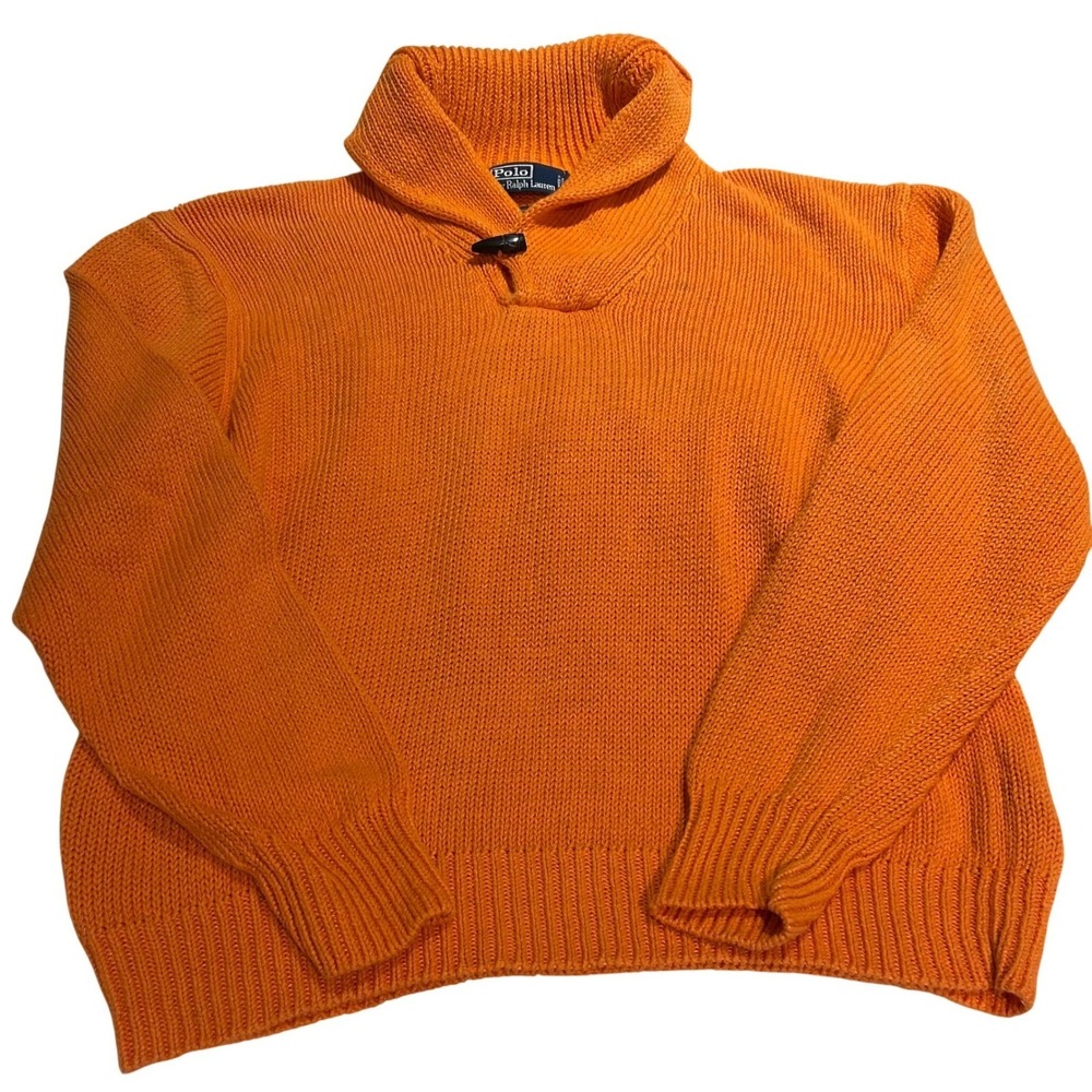 Polo‎ Ralph Lauren Linen Shawl Collar  Sweater Men's XL Orange Beach Leisure